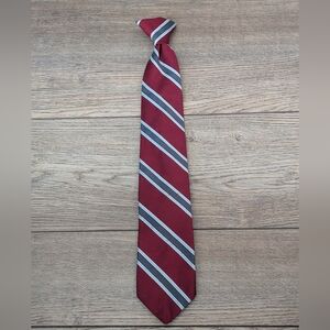 Vintage Clip On Neck Tie Ketch Red White Grey Striped Necktie Costume Learning
